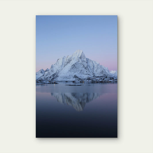 Lofoten Reinebringen Winter Reflection 40x60cm Metal Print Ready to Hang