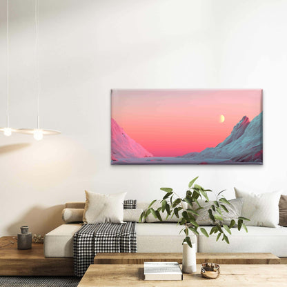 Pink Landscape With Mountains Wall Art Canvas Office Home Room Framed 120x60cm - Bella Home Decor