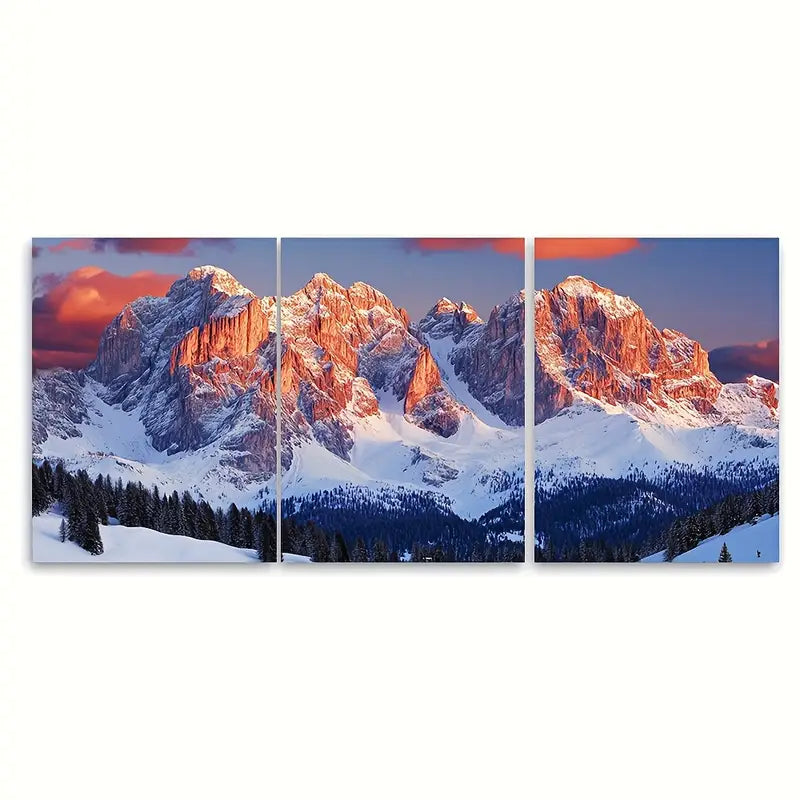 3pcs Dolomites Italian Alps Mountain Wall Art Set Canvas Framed 40x60cm - High Quality Print 100% Australian Made Wall Canvas Ready to Hang - Bella Home Decor