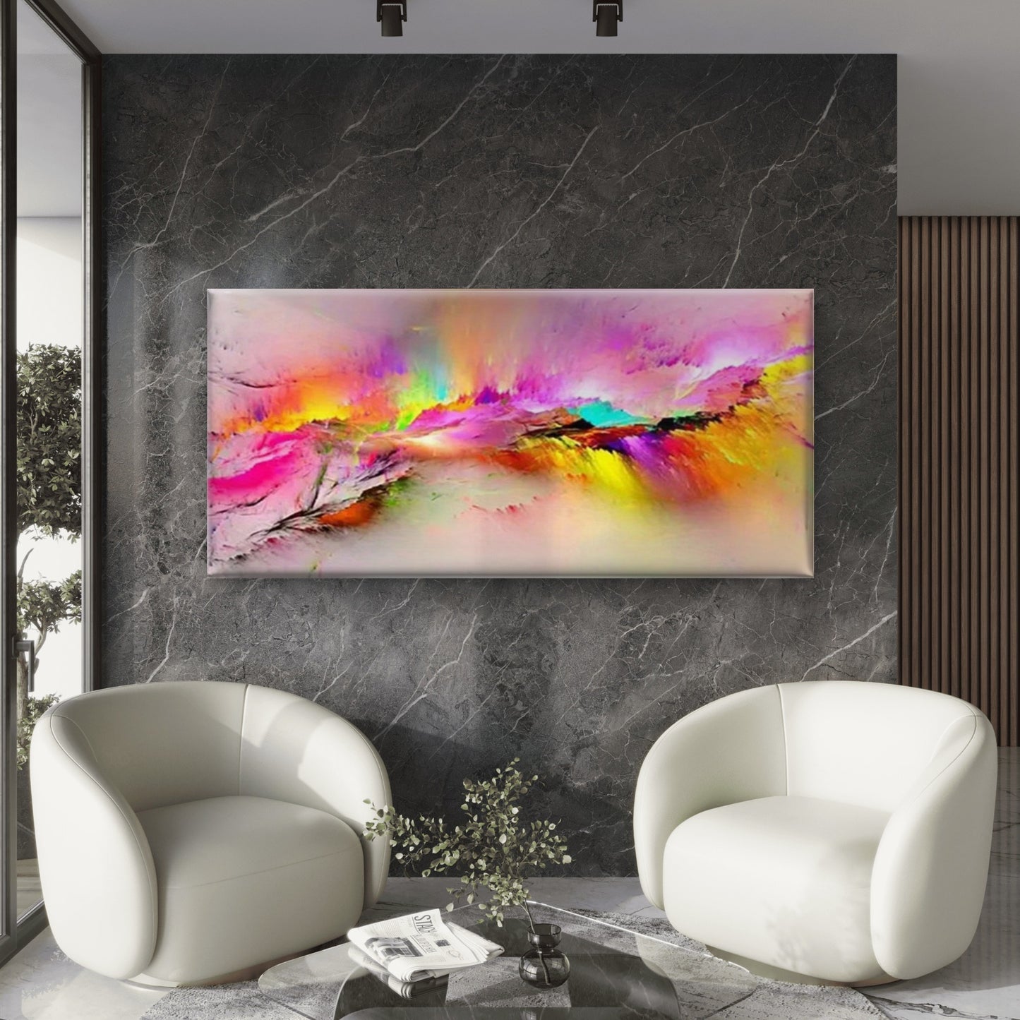 Abstract Colorful Painting Wall Art Canvas Office Home Room Framed 120x60cm