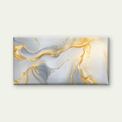 Grey White Gold Flowing Modern Wall Art Canvas Office Home Framed 120x60cm