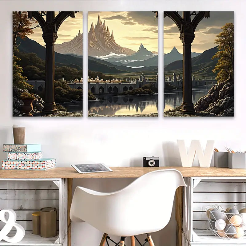 3pcs Majestic Mountain Lake Scenic Landscape Wall Art Set Canvas Framed 40x60cm - High Quality Print 100% Australian Made Wall Canvas Ready to Hang