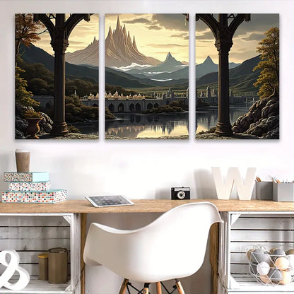 3pcs Majestic Mountain Lake Scenic Landscape Wall Art Set Canvas Framed 50x70cm - High Quality Print 100% Australian Made Wall Canvas Ready to Hang