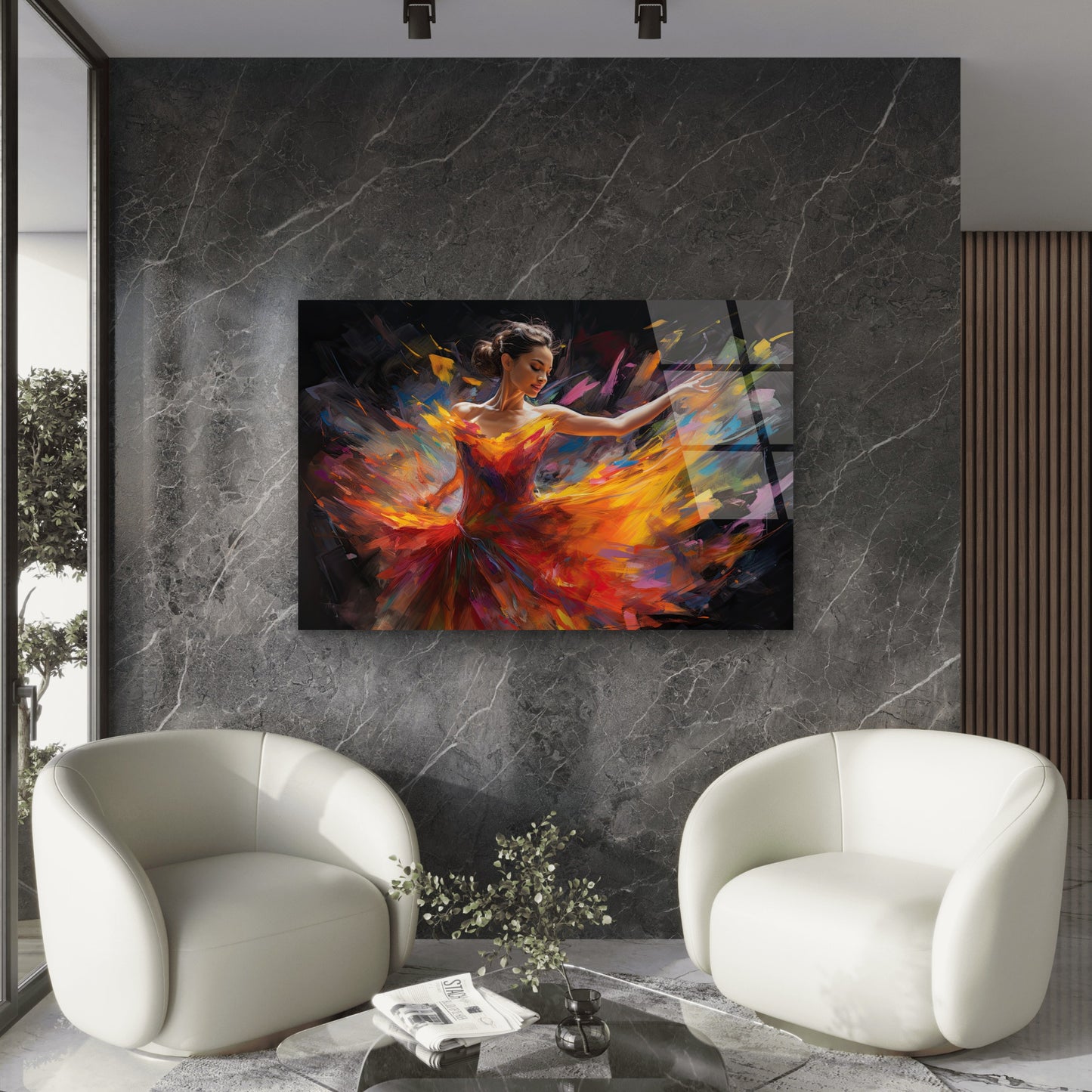 Vibrant Abstract Dancer In Colorful Motion Brushstrokes Acrylic Glass Printing Wall Art Australian Made Quality