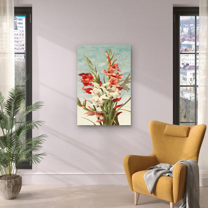 Illustration of Gladiolus Flowers 40x60cm Metal Print Ready to Hang