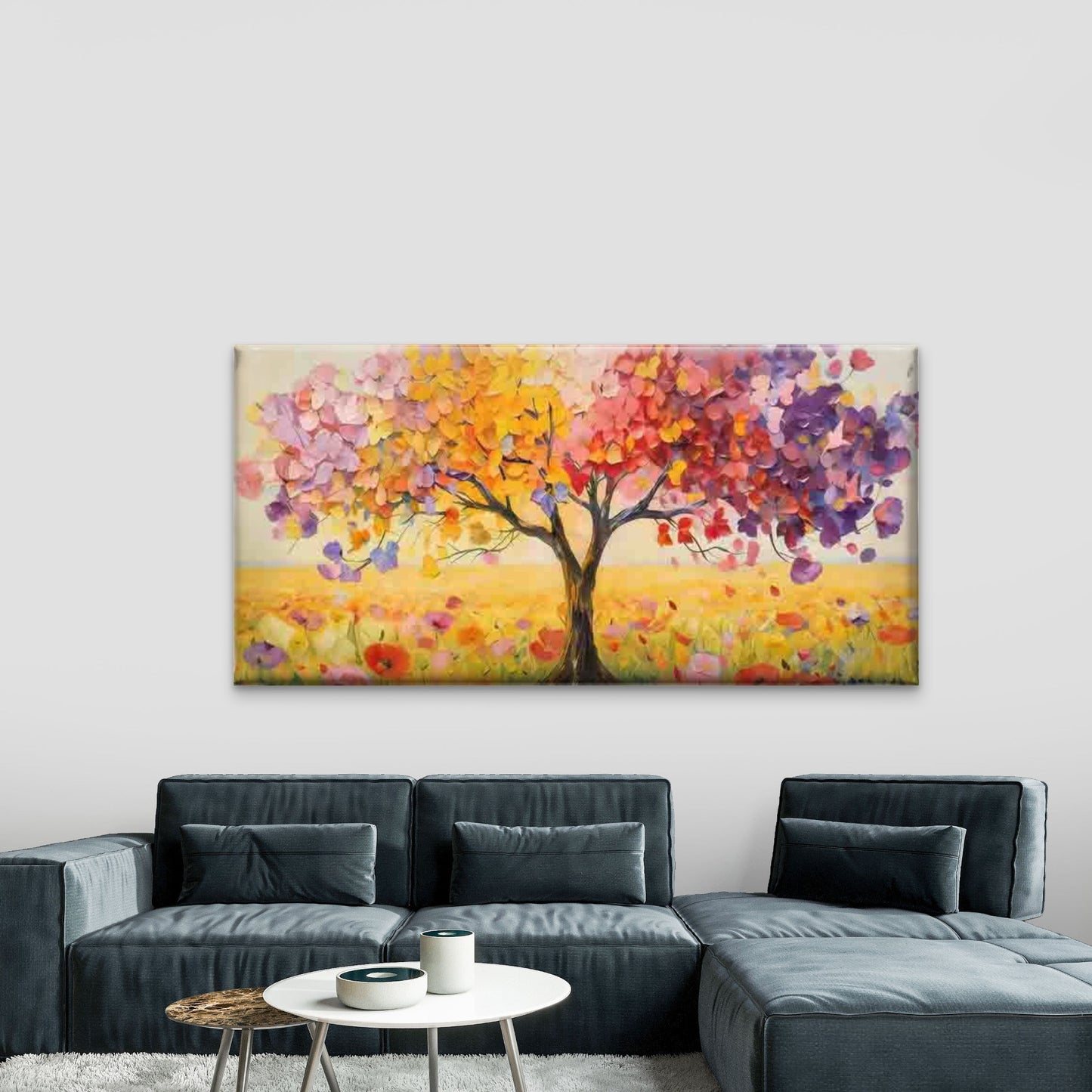 Flower Tree Colorful Painting Wall Art Canvas Office Home Room Framed 120x60cm - Bella Home Decor