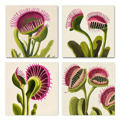 4pcs Botanical Venus Flytra Elegant FE   Wall Art Canvas Framed