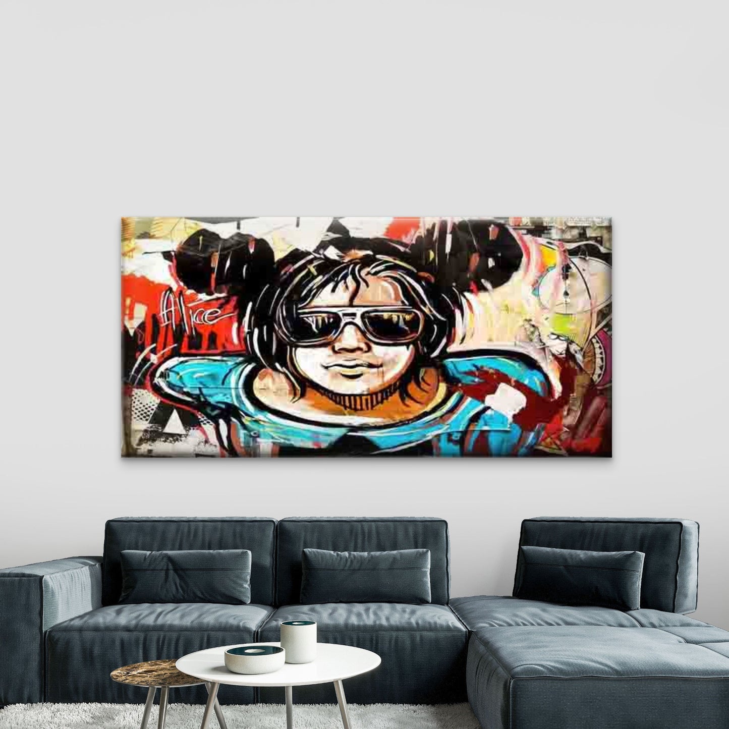 Abstract Girl Girl Street Art Wall Art Canvas Office Home Room Framed 120x60cm
