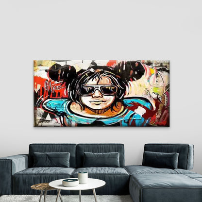 Abstract Girl Girl Street Art Wall Art Canvas Office Home Room Framed 120x60cm