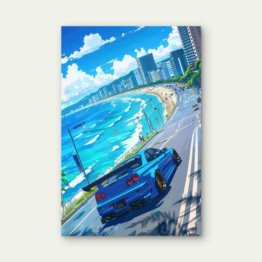 Nissan Skyline GT R R34 JDM Sports Car 40x60cm Metal Print Ready to Hang