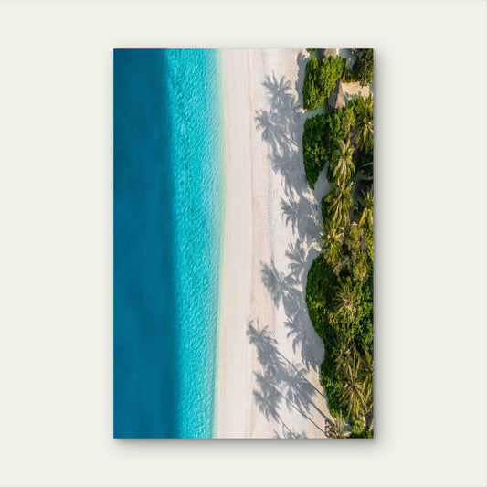 Cerulean Waters And Palm Tree Shadows 40x60cm Metal Print Ready to Hang