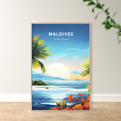 Maldives Indian Ocean Landscape Travel Poster Print Wall Art