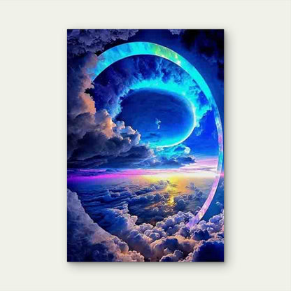 Cosmic Blue Sky Planet 60x90cm Metal Print Ready to Hang