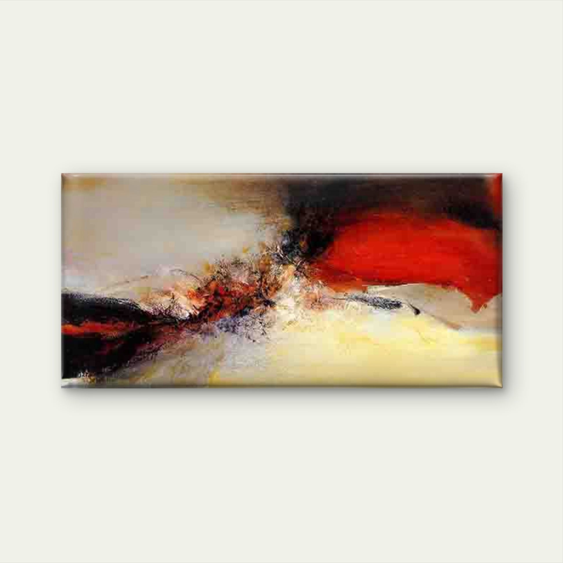Vibrant Swirls of Red, Black, Wall Art Canvas Office Home Room Framed 120x60cm - Bella Home Decor