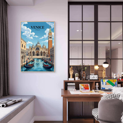 Venice Italy Gondola St Marks Square Travel Poster Print Wall Art