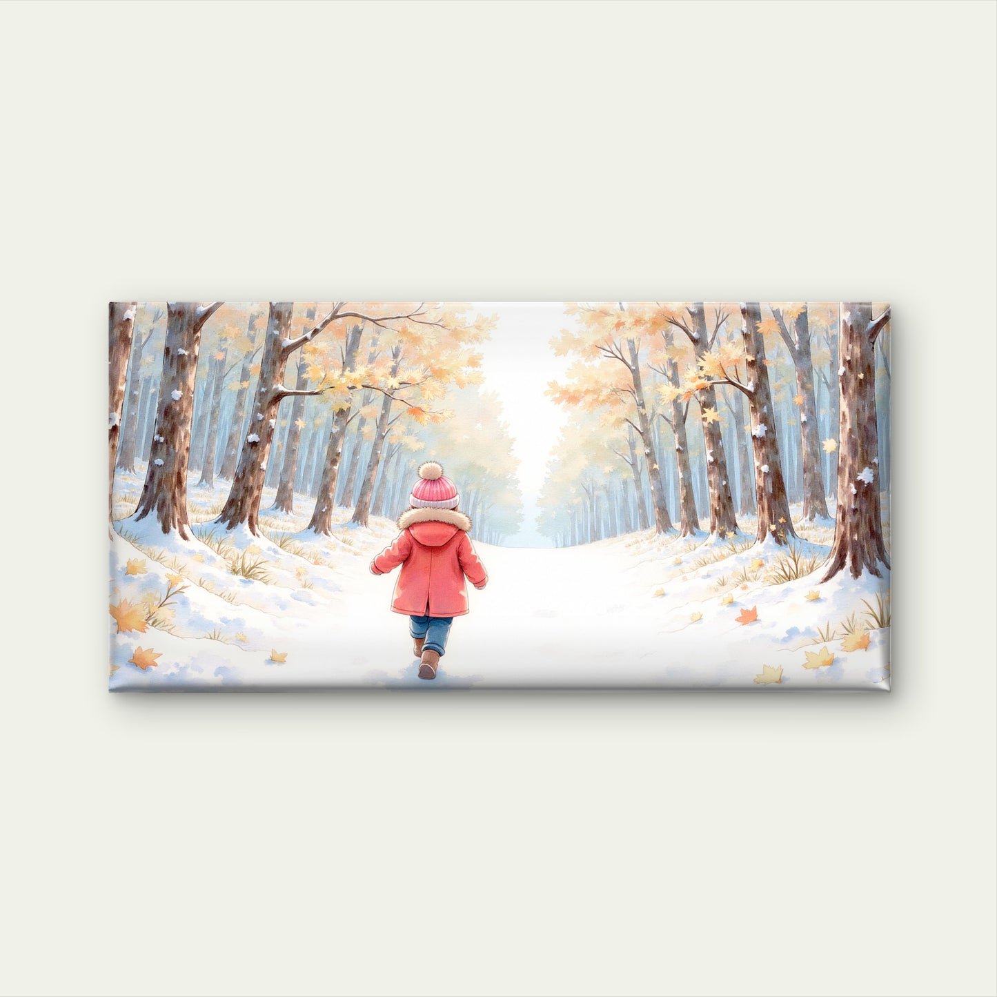 Little Girl Winter Snow Wall Art Canvas Office Home Room Framed 120x60cm