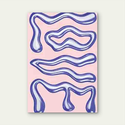 Flowing Blue Waves on a Pink 60x90cm Metal Print Ready to Hang - Bella Home Decor
