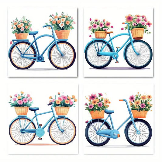 4pcs   Print Bik Themed Elegant HJ     Wall Art Canvas Framed