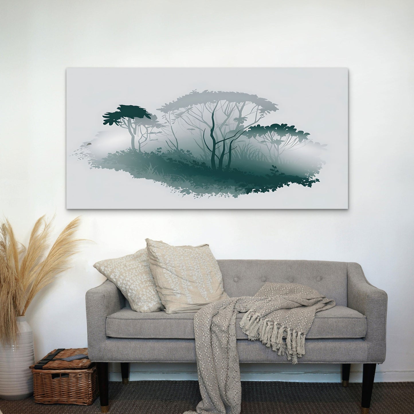 Misty Forest Morning Light Wall Art Canvas Office Home Room Framed 120x60cm