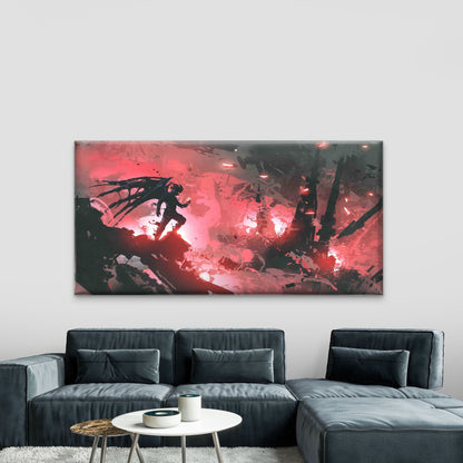 Devil Standing on Ruins Wall Art Canvas Office Home Room Framed 120x60cm