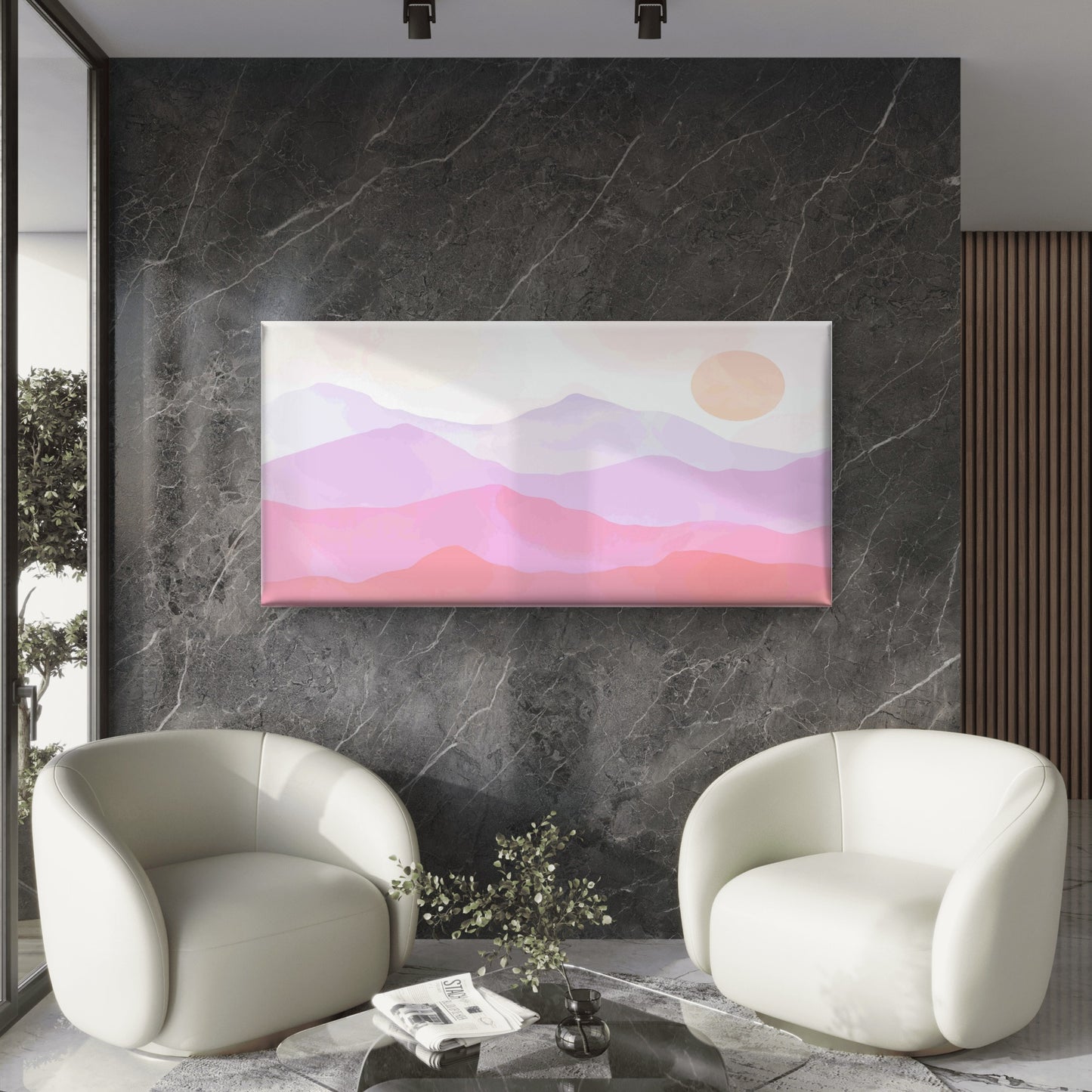 Gradient of Pale Lilac To Muted Wall Art Canvas Office Home Room Framed 120x60cm - Bella Home Decor