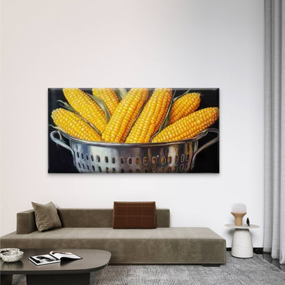 Still Life Corn Food Artwork Wall Art Canvas Office Home Room Framed 120x60cm