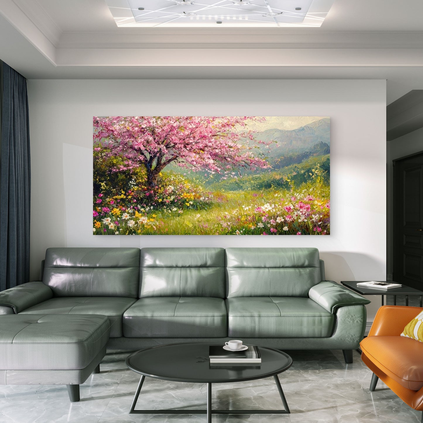 Spring Blossom Garden Wall Art Canvas Office Home Room Framed 120x60cm - Bella Home Decor