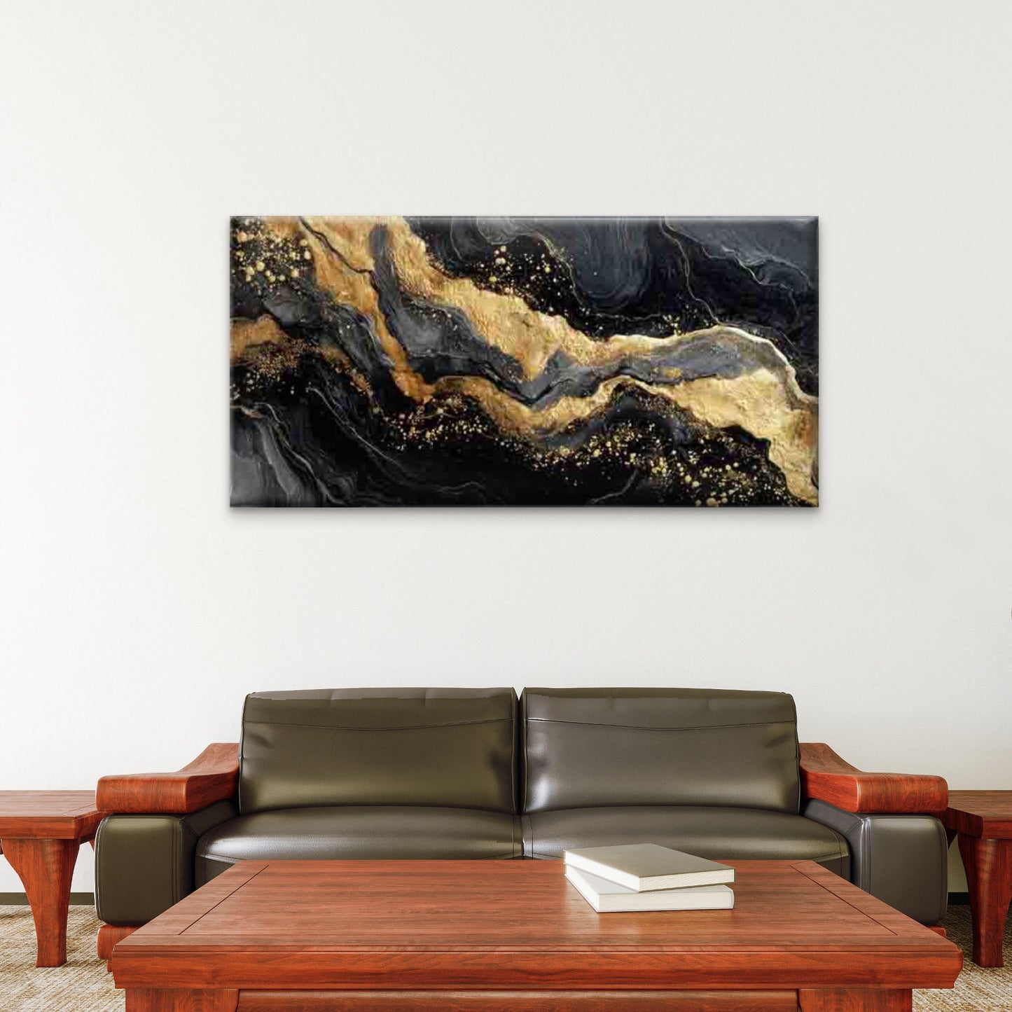 Luxury Elegance Golden Accents Wall Art Canvas Office Home Room Framed 120x60cm - Bella Home Decor