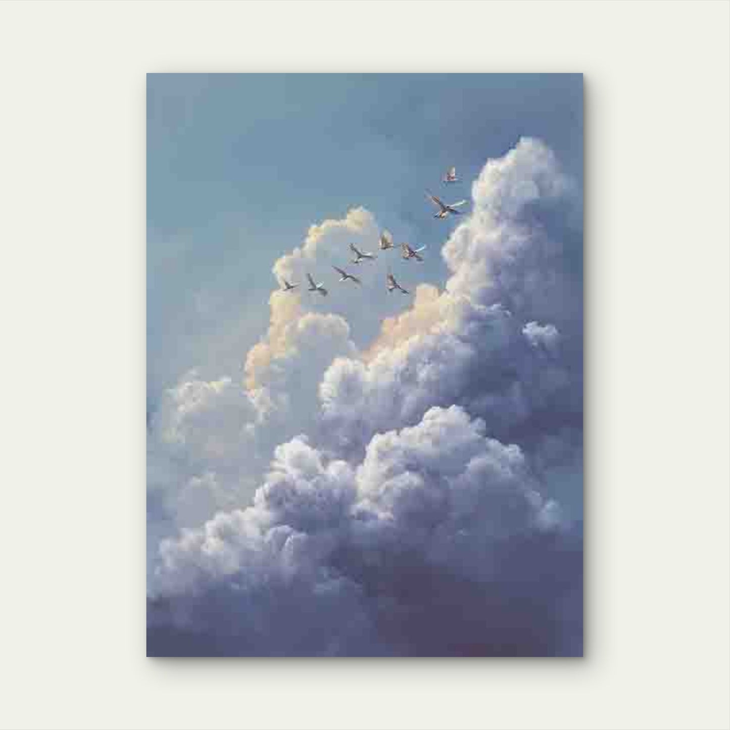 Soaring Birds in Heavenly Clouds 60x90cm Metal Print Ready to Hang