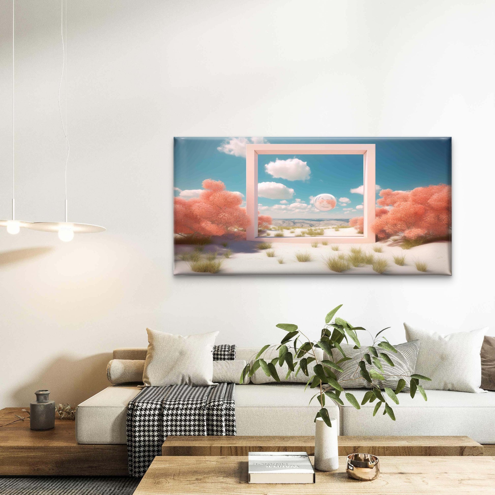 Pastel Horizon Frame Wall Art Canvas Office Home Room Framed 120x60cm - Bella Home Decor