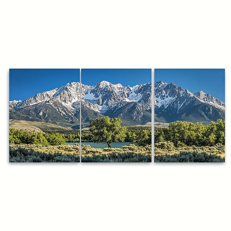 3pcs Nevada Mountains With Bass Lake Metal Print Ready to Hang Art