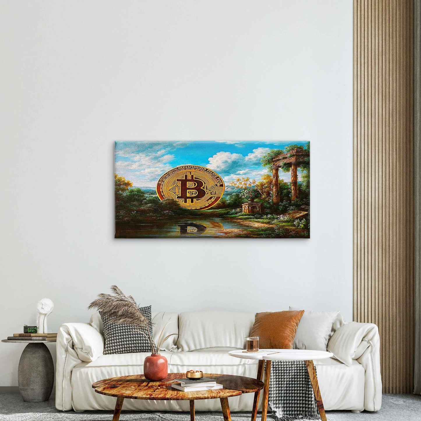 Surreal Crypto Landscape Wall Art Canvas Office Home Room Framed 120x60cm