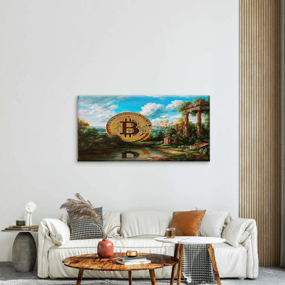 Surreal Crypto Landscape Wall Art Canvas Office Home Room Framed 120x60cm