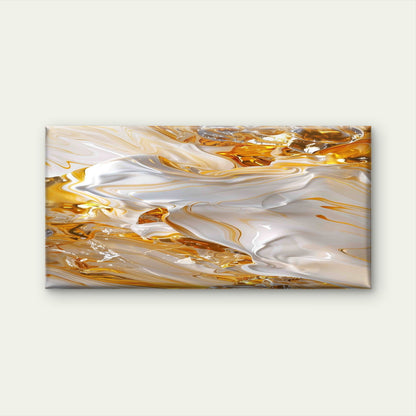Abstract Gold and White Fluid Wall Art Canvas Office Home Room Framed 120x60cm