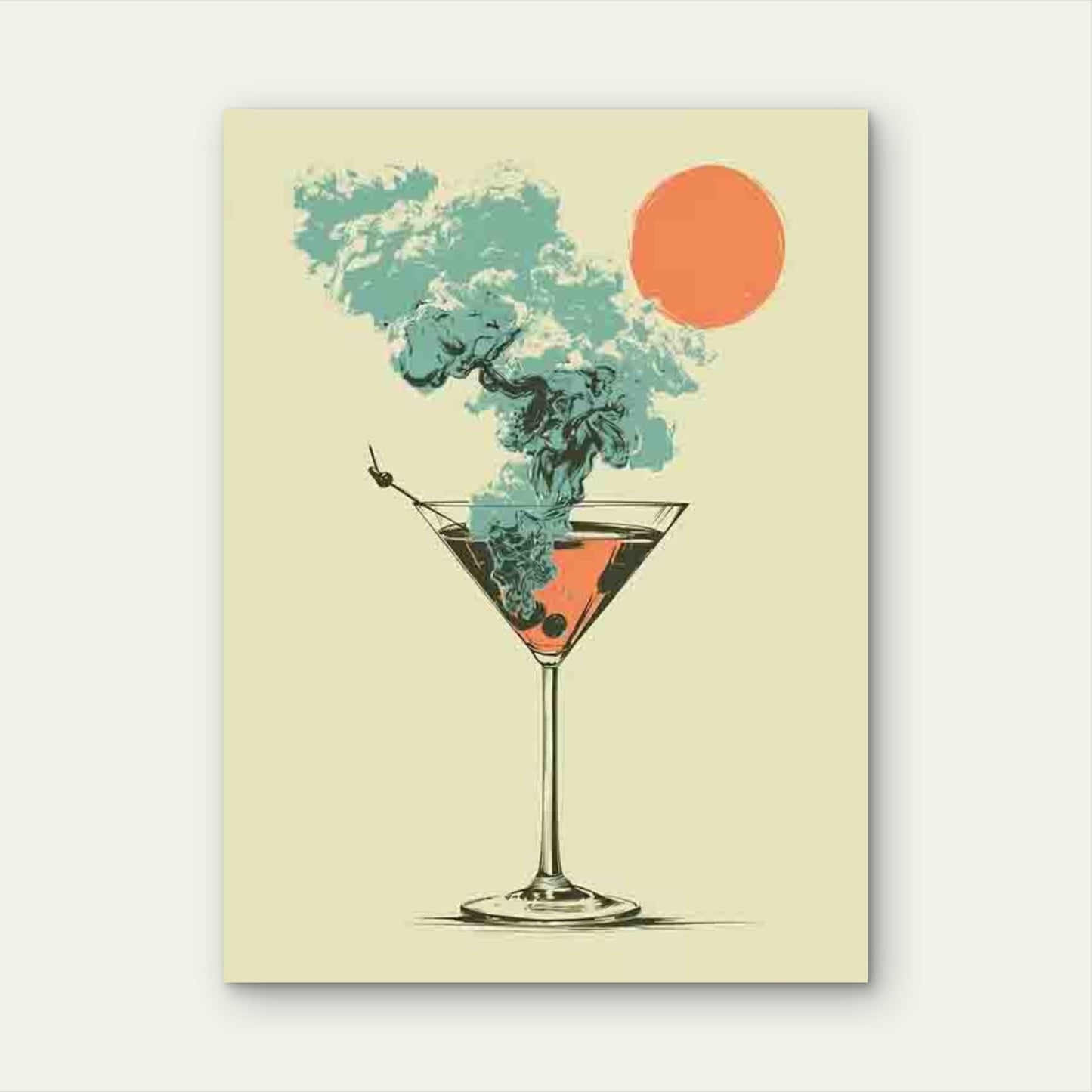 Trendy Dirty Martini Cocktail 60x90cm Metal Print Ready to Hang - Bella Home Decor