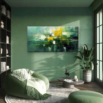Green Yellow Abstract Wall Art Canvas Office Home Room Framed 120x60cm