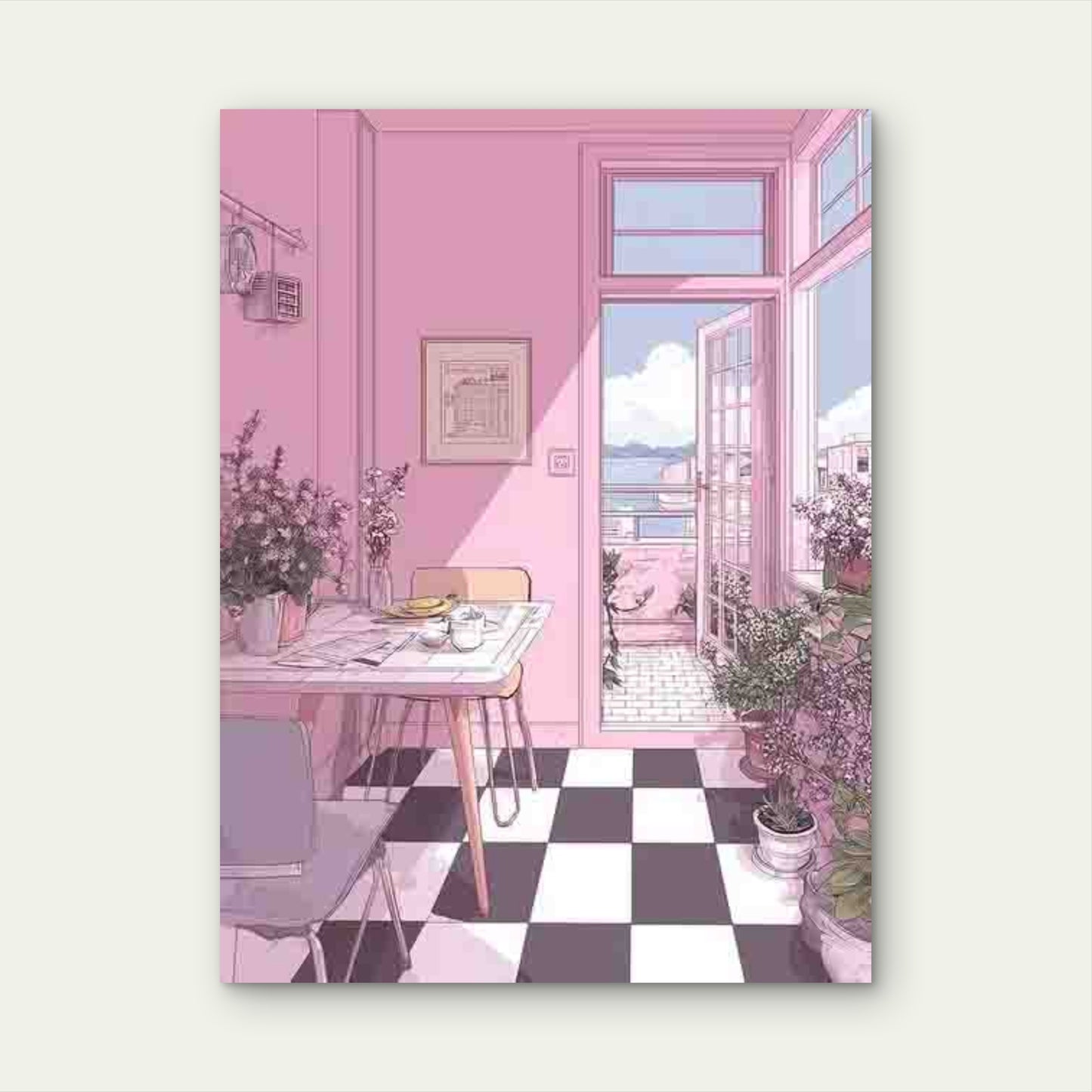 Stylish Art Aesthetic for a Preppy Apartment Decor 60x90cm Metal Print Ready to Hang