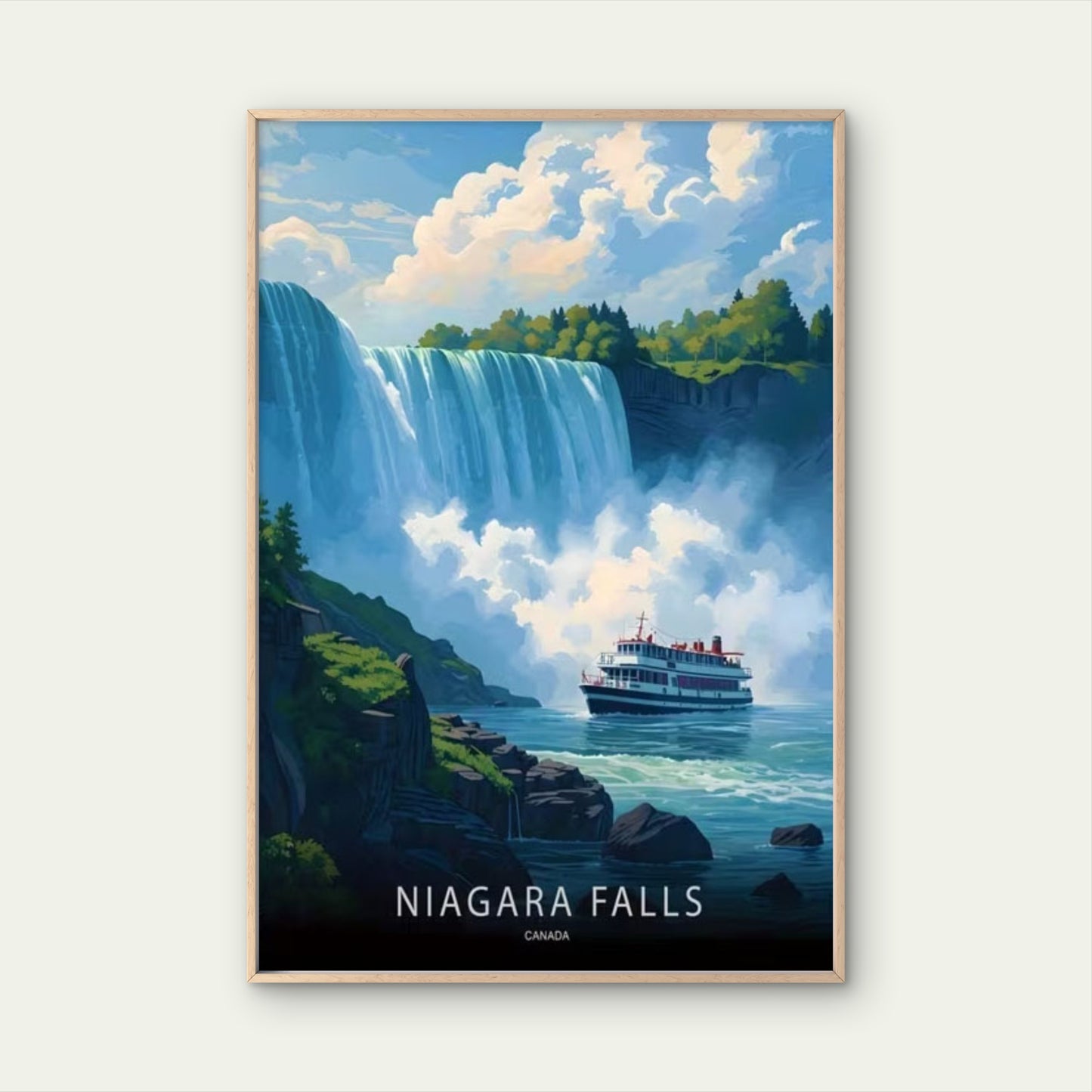 Niagara Falls Canada Painting Travel Poster Print Wall Art