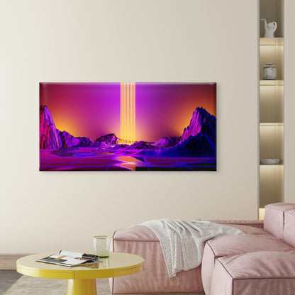 Abstract Retro 80s Landscape Wall Art Canvas Office Home Room Framed 120x60cm - Bella Home Decor