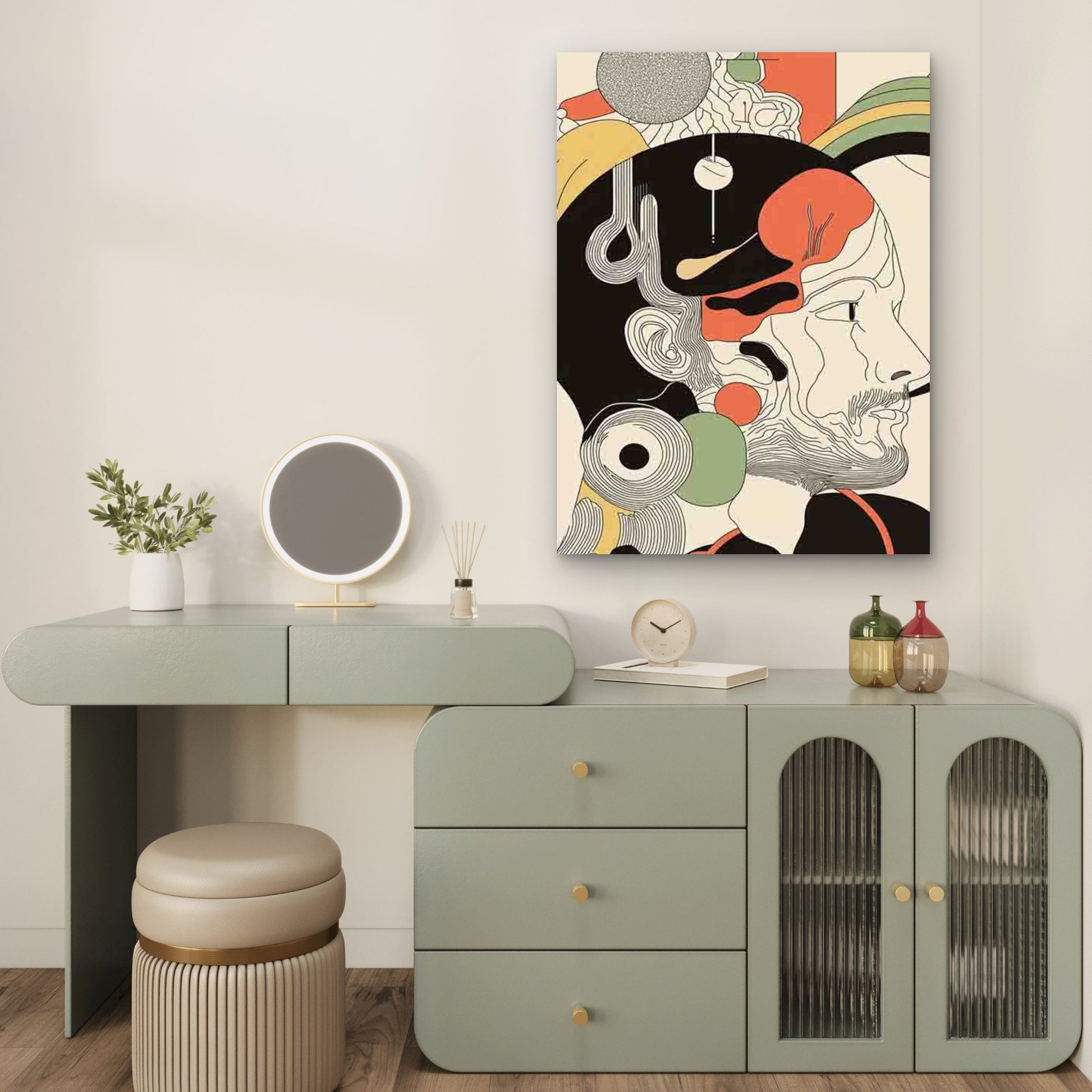 Vintage Style Human Thought Representation 60x90cm Metal Print Ready to Hang - Bella Home Decor