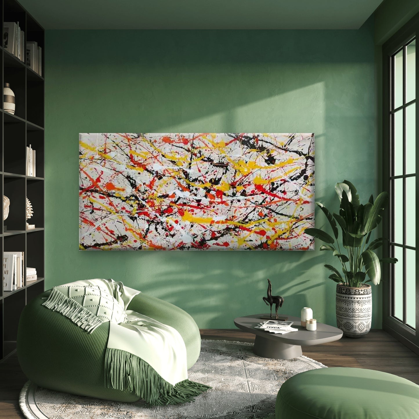 Abstract Color Splash Painting Wall Art Canvas Office Home Room Framed 120x60cm - Bella Home Decor
