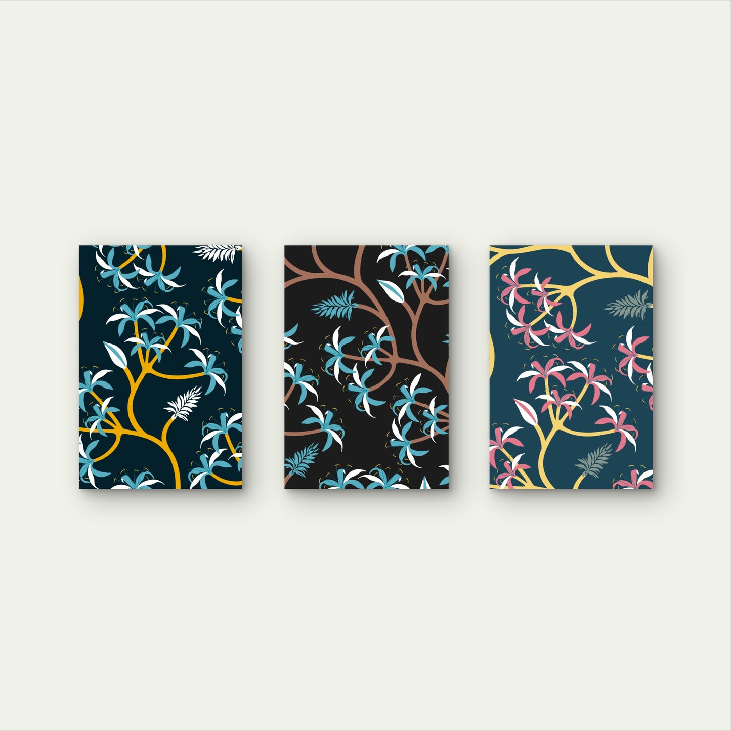 3pcs Modern Botanical Leaf Pattern Wall Art Set Canvas Framed 40x60cm - High Quality Print 100% Australian Made Wall Canvas Ready to Hang