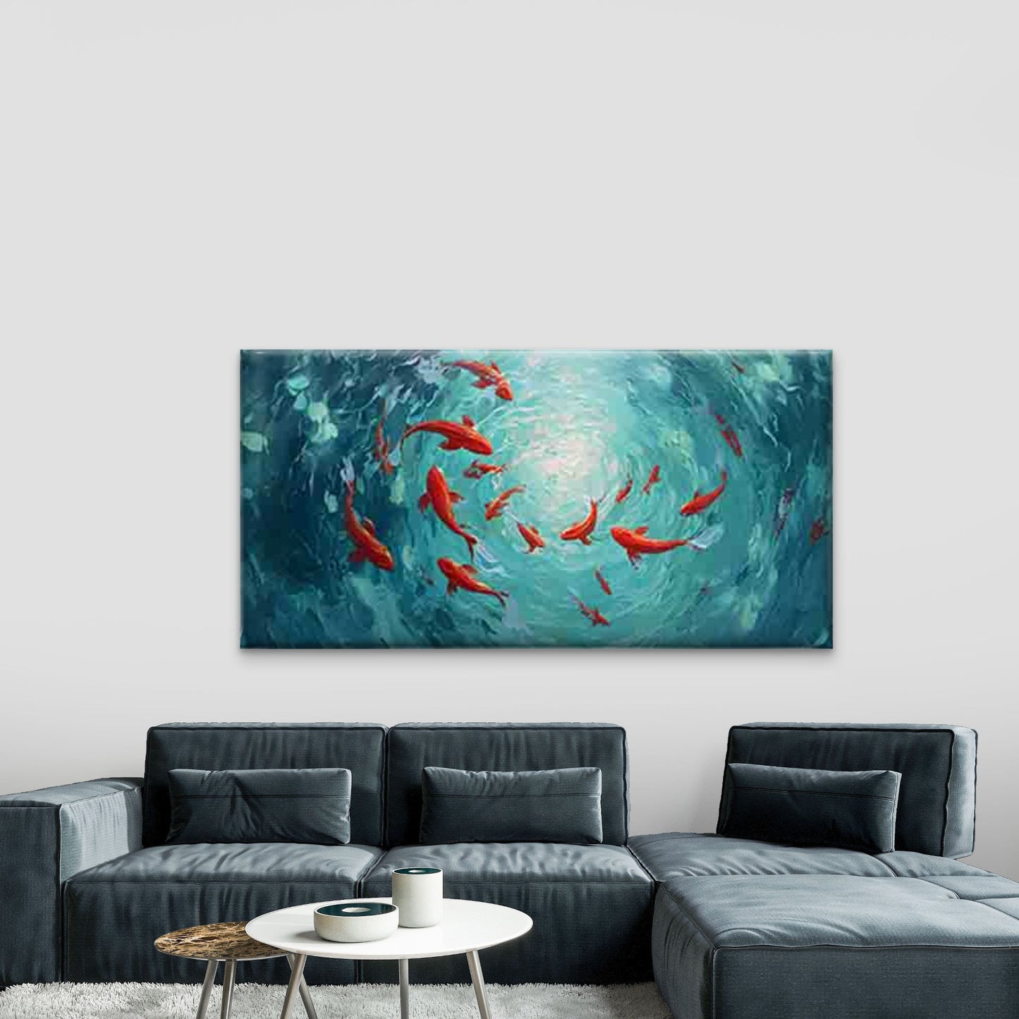Red Koi Fish Wall Art Canvas Office Home Room Framed 120x60cm - Bella Home Decor