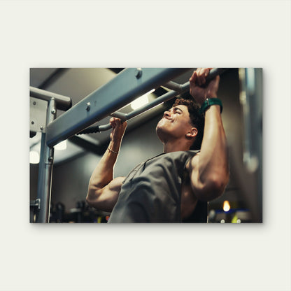 Man Doing Pull Ups Chin Up Exercise Gym Fitness Workout 5mm thick Plastic Poster Ready to Hang 90x60cm