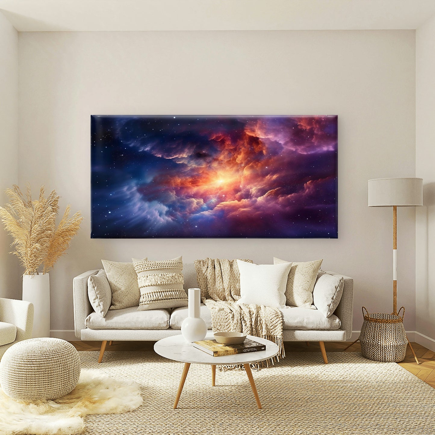 Cosmic Stellar Cloud Formation Wall Art Canvas Office Home Room Framed 120x60cm