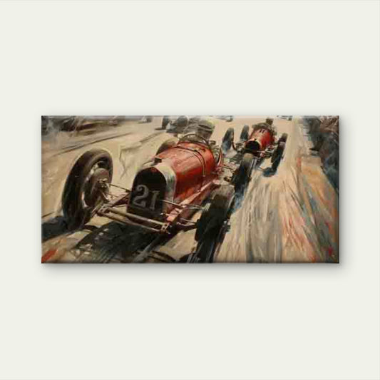 Vintage Race Car Wall Art Canvas Office Home Room Framed 120x60cm