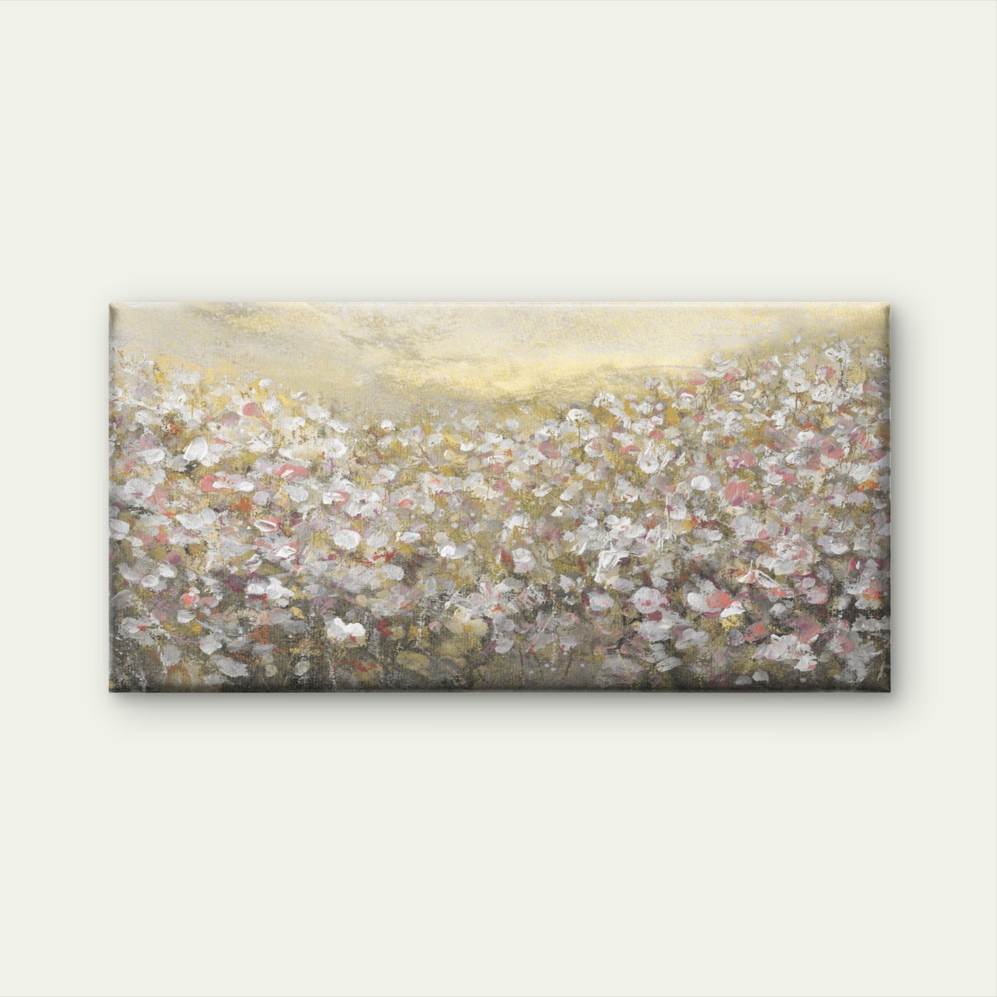 Abstract White Flower Field Wall Art Canvas Office Home Room Framed 120x60cm