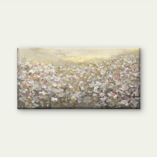 Abstract White Flower Field Wall Art Canvas Office Home Room Framed 120x60cm