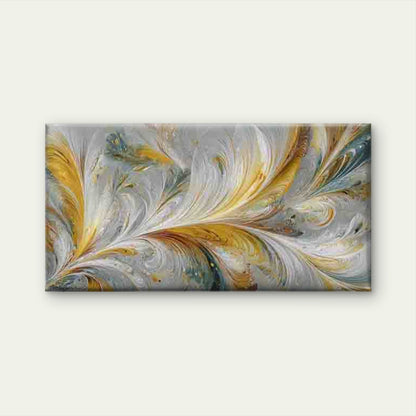 Yellow Blue White Swirls Wall Art Canvas Office Home Room Framed 120x60cm - Bella Home Decor