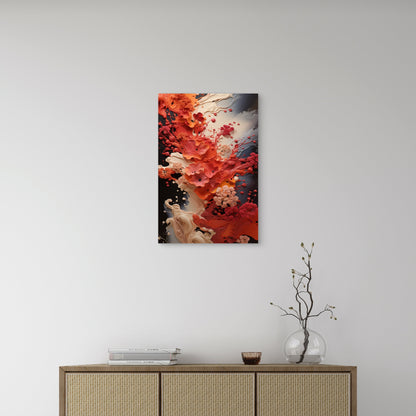 Red Orange Cream Acrylic Flow Floral Splash 40x60cm Metal Print Ready to Hang
